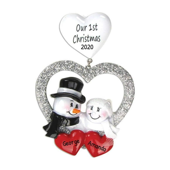 Ornements de Mariage Personnalisés - Mr Mrs Ornements 2022 - Mignon Juste Marié Snowman Ornement, Notre Premier Ornement de Noël Marié, Nouvel Ornement de Noël Mariage 2022 - Personnalisation Gratuite
