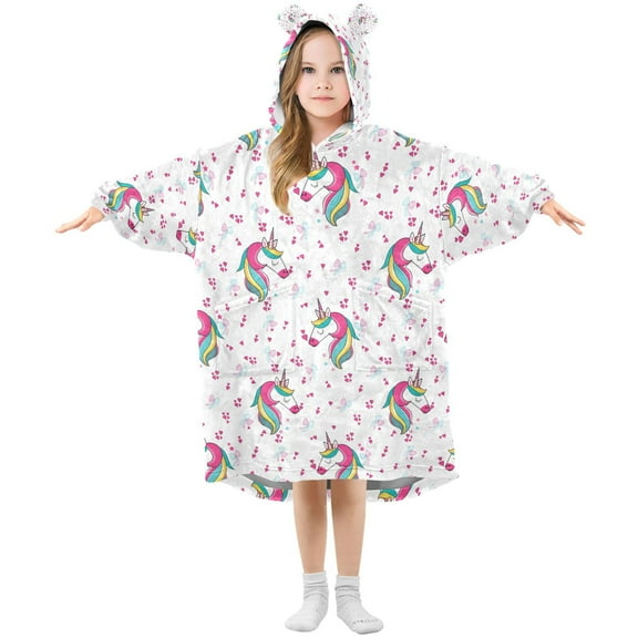 joogoo Wearable Blanket Hoodie for Unicorn Bows Oversized Sherpa Hooded 3-14 YR M