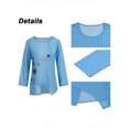thumbnail image 4 of Gvmfive Women's Dandelion Print Irregular Hem Chiffon Long Sleeve Solid Round Neck Buttons Blouse Casual Tops, 4 of 5