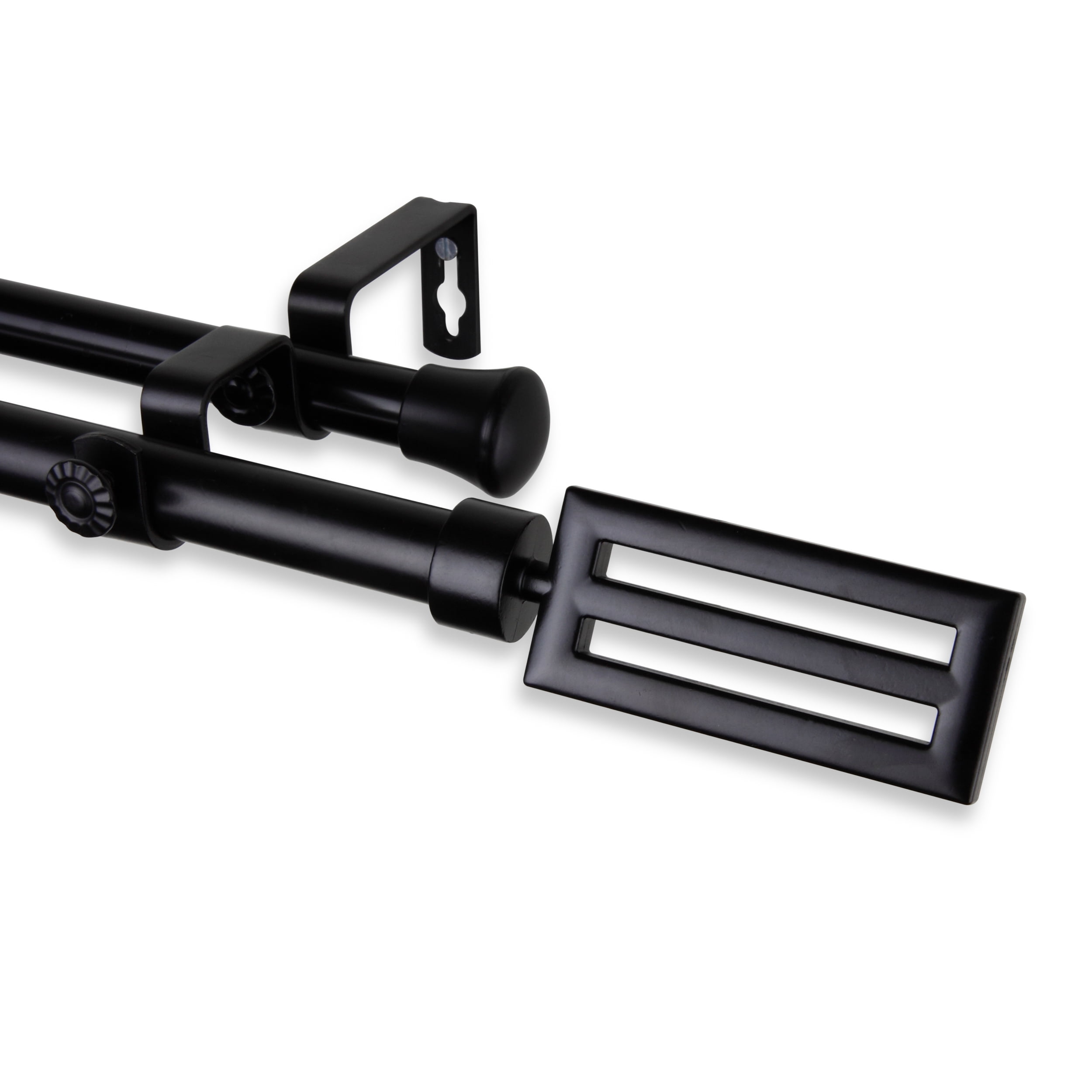 Mabel Double 13/16 inch dia. Curtain Rod 48-84" - Black