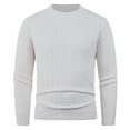 thumbnail image 3 of RXMEKW Elastic Knit Sweater for Men, Solid Color Round-Neck Long Sleeve Pullover, Polyester, Black L, 3 of 4