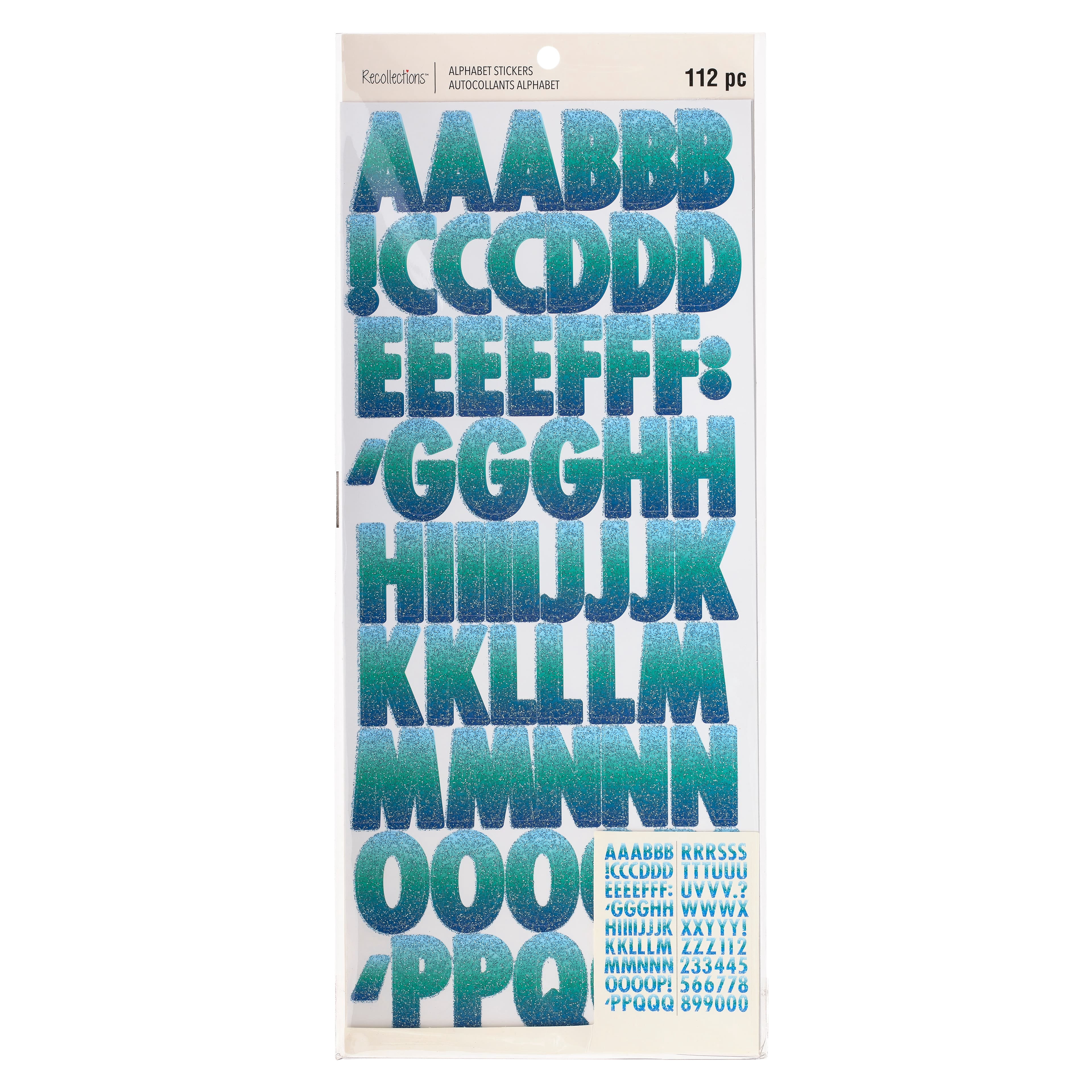 Recollections Blue Glitter Ombre Alphabet Stickers, 12 Pack