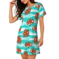 thumbnail image 2 of Pofeuu Octopuses Print Women's Loose Fit Short Sleeve Nightgown, Comfortable Sleep Dress for Women, Casual Lounge Sleepwear, Soft Cotton Sleep Dress, 2 of 6
