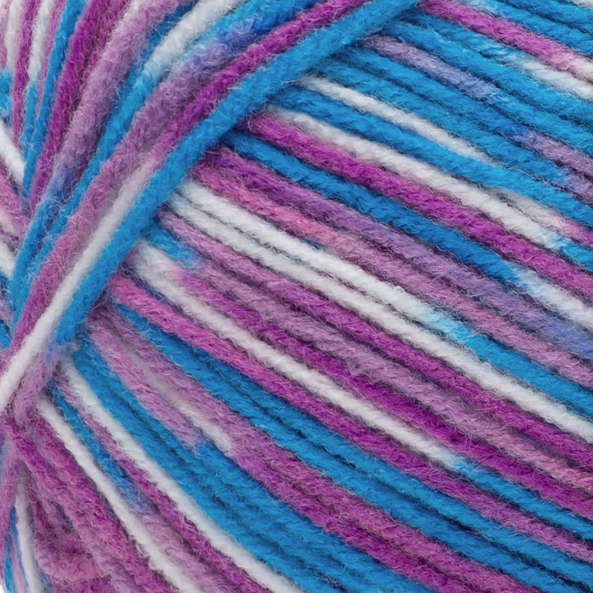 Red Heart® Comfort® #4 Medium Acrylic Yarn, White/Turq/Vlet Print 12oz 649Yd (2Pk)