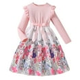 thumbnail image 1 of Odeerbi Niñas Floral Vestido Punto Rib Manga Larga Estampado Floral Cuello Redondo A-Line Vestido, 1 of 9