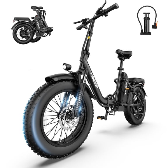 Helokeep 16" Fat Tire Wheel Step-Thru Folding Electric Bike for Women, 1200W Peak, 30 Miles Range, 25MPH, 48V 10Ah Battery, UL2849 Certified, Black