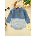thumbnail image 5 of Cenuakty Baby Boys Winter Sweater Rompers Long Sleeve Contrast Color Button Knit Playsuit, 5 of 9
