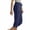Navy, variant on kaondbfi Women's Fashionable and Casual Solid Color Trousers with Buttons and Elastic Waist Three Quarter Cotton and Linen Trousers