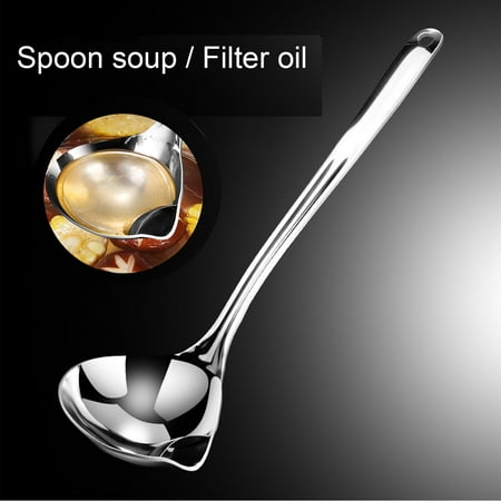 

Dream Lifestyle Stainless Steel Soup Ladle Heat-Resistant Soup Fat Oil Separator Ladle with Long Handle Kitchen Oil Filter Skimmer Spoon Soup Colander for Stirring Serving Soups and More