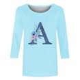 thumbnail image 4 of Yuyuzo Vêtements de Mode Automne pour Femmes T-Shirts Graphiques à Manches 3/4 Col Rond Ajusté Tunique Bleu Ciel A1, 4 of 4