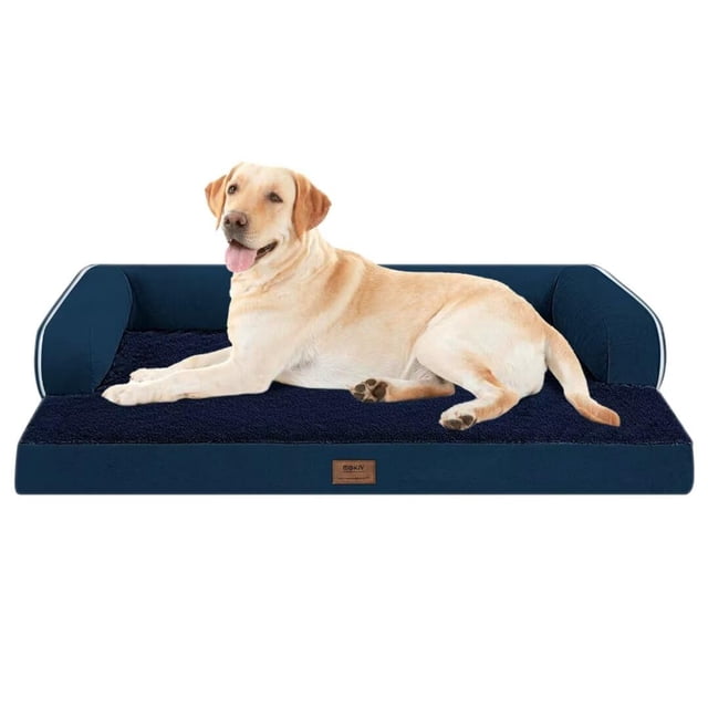 Cama para Perro MEKIY Ortopédica con Espuma Viscoelástica Impermeable XXL Azul Marino