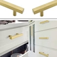 thumbnail image 4 of goldenwarm Brushed Gold Cabinet Hardware Brass Cabinet Pulls 15 Pack - LS1212GD96 Cabinet Handles Gold Knobs for Dresser Drawer Pulls 3-3/4in(96mm) Length Square T Bar Kitchen Hardware, 4 of 5