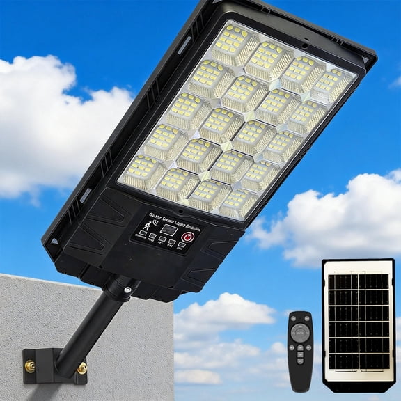 Solar Street Lights Outdoor, 6500K Waterproof LED Solar Flood Lights with Motion Sensor, Dusk to Dawn Solar-Powered Light for Outside, Security Lights for Parking Lot Yard Driveway