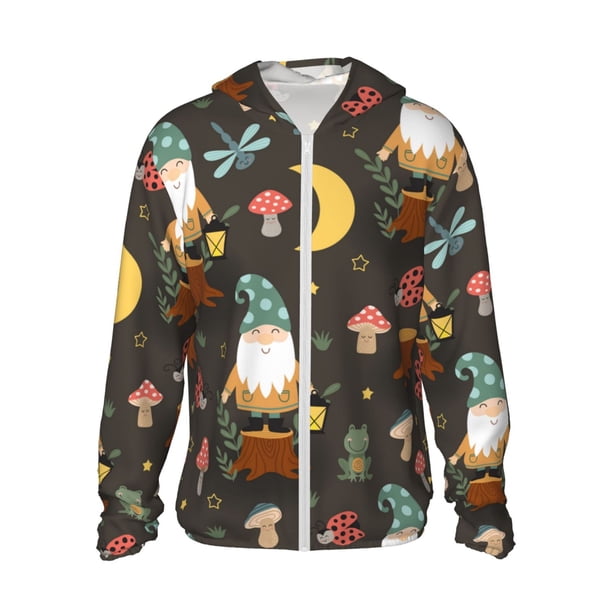 Fotbe Gnome Insect Frog Chaqueta con Protección Solar UPF 50+ para Hombre y Mujer, Camisa con Capucha y Bolsillos-X-Large
