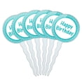 thumbnail image 1 of Happy Birthday with Teal Dots Cupcake Picks Toppers - Set of 6, 1 of 1