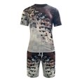 thumbnail image 1 of Vedolay Short Sets For Men Short Sets for Men Clothing Patchwork Beach Slim Fit Shorts and T-Shirt Summer Short Set,Beige L, 1 of 4