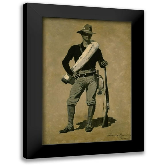 Remington, Frederic 11x14 Black Modern Framed Museum Art Print Titled - U. S. Soldier-Spanish-American War