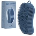 thumbnail image 1 of MainBasics Exfoliating Silicone Body Scrubber Pro 2 en 1 exfoliante de ducha para cuerpo de silicona y exfoliante corporal (cuerpo azul oscuro + exfoliante), 1 of 4