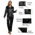 thumbnail image 4 of DAKIMOE Sleepwear Womens Silky Satin Pajamas Set Long Sleeve Nightwear Loungewear, Black, M, 4 of 9