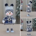 thumbnail image 6 of Festive Snowman Plush Figure in Blue Fabric for Christmas Tree Hanging and Seasonal Living Room Ornament Holiday Gift Idea, 6 of 8