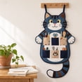 thumbnail image 5 of Cat-Shaped Patchwork Wall Organizer, 27.6x15.7 Inch Hanging Storage Pouch with Multiple Pockets for Keys & Tools, Canvas Entryway Decor A, 5 of 8