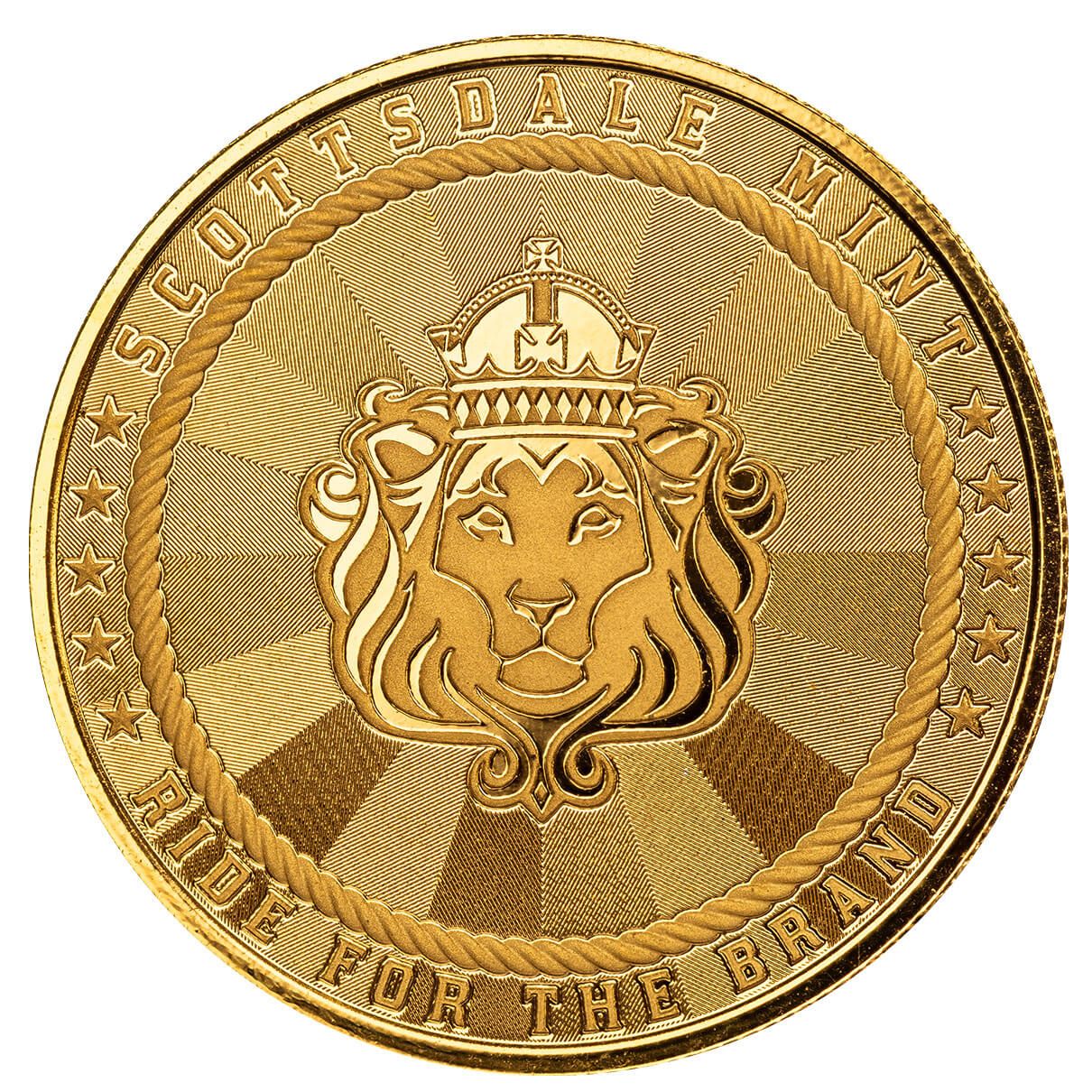 1 oz Gold Round - Scottsdale Mint Cowboy .9999 Fine Gold Bullion Round w/ Buffalo Privy