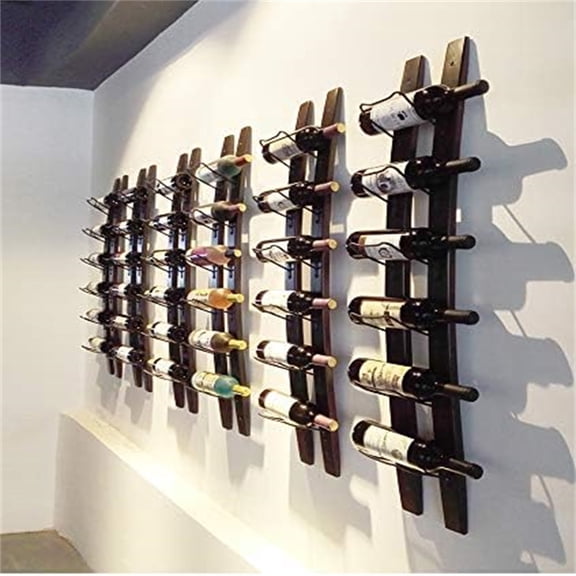 Wall Mounted Wine Rack | Rustic Barrel Stave Hanging Wooden Wall-mounted Wine Rack