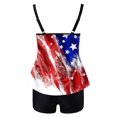 thumbnail image 5 of Tankini Sets for Women Modest Swimsuit Loose Fit Athletic Swimwear 4th of July Blouson Top with Bottom Bathing Suits Tummy Control Swim Suits Beachwear (Dark Blue-J, S), 5 of 5