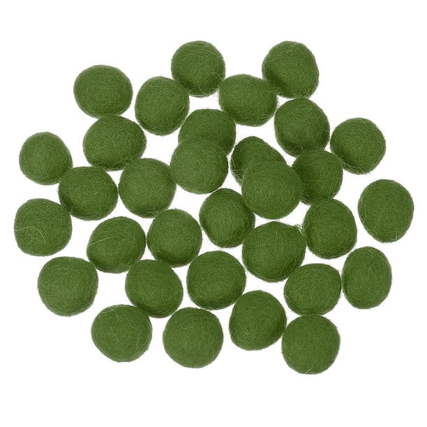 Uxcell 30 Pcs Bolas de Fieltro de Lana, Pompones de 0.6 Pulgadas para Manualidades, Pompones Hechos a Mano para Decoración de Bricolaje, Verde Oscuro