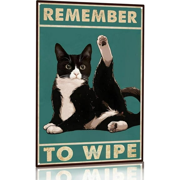 Funny Cat Bathroom Toilet Decor Sign Tuxedo Cat Your Butt Napkin My Lord Lady Tin Sign for Cat Lovers Gift 8x12 Inch