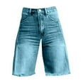thumbnail image 4 of QIJUNTUO Women's High Waisted Vintage Flare Denim Shorts With Pockets Sky Blue, 4 of 4