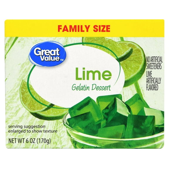 Great Value Gelatin Dessert Family Size Lime, 6 oz