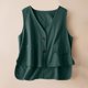 thumbnail image 2 of Vestidos Casuales Para Mujer, Blusas De Mujer De Moda Blusa informal de lino sin mangas y con bolsillos abotonados para mujer, 2 of 8
