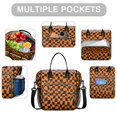 thumbnail image 2 of Orange and Black Wavy Checkered Insulated Leakproof Lunch Box for Women, Large Lunch Bag for Tween Teen Adult, Loncheras Para Mujer for Work Beach Travel Picnic Camping, 2 of 4