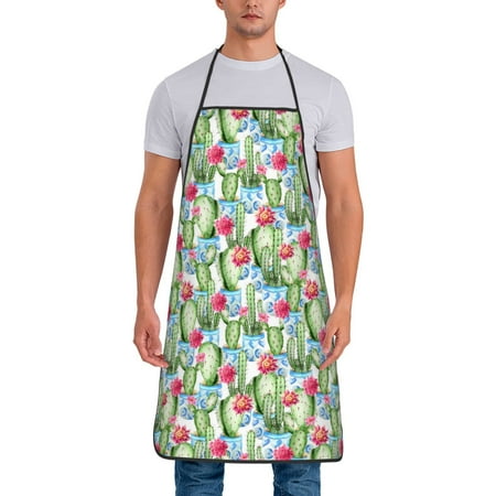 

Matuu Flowers and Cactus for Cooking Apron for Men and Women Adjustable Strap and Waist Ties for Baking Cooking Gardening