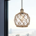 thumbnail image 2 of Innovations 516-1P-BB-G122-8RB Farmhouse Rope 1 Light Mini Pendant part of the Ballston Collection, Brushed Brass, 2 of 2