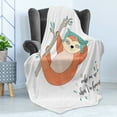 thumbnail image 4 of Cartoon Soft Flannel Fleece Throw Blanket, Wake Me up When I Am Famous Text Sleepy Sloth Hanging on the Branch Illustration, Cozy Plush for Indoor and Outdoor Use, 60" x 80", Multicolor, by Ambesonne, 4 of 5