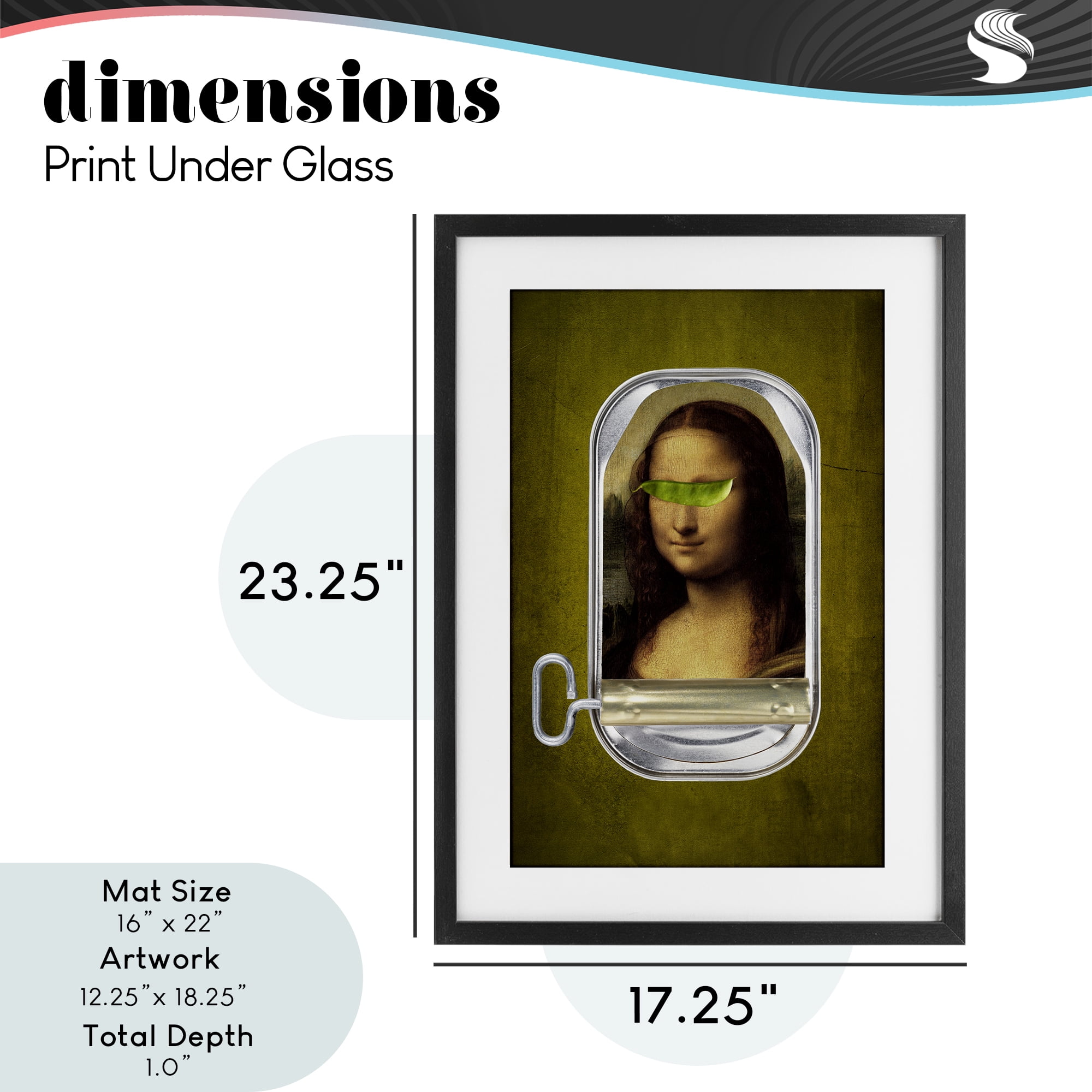 Canned Mona Lisa Black Framed Print Under Glass, design by Elo Marc