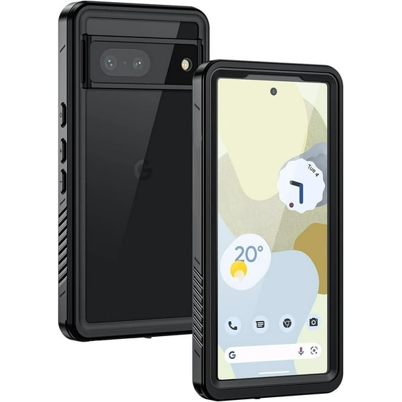 REQO Pixel 7 Case, IP68 Waterproof Dustproof Case with Built-in Screen Protector, Rugged Full Body Shockproof Phone Cover for Google Pixel 7, Black/Clear
