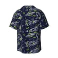 thumbnail image 2 of Xecao offers the Hand Drawn Rockets for Men's Casual Short-sleeved Shirt, a button-up collared shirt with a pocket, perfect for beach vacations and yacht travel in the 3X-Large size., 2 of 7