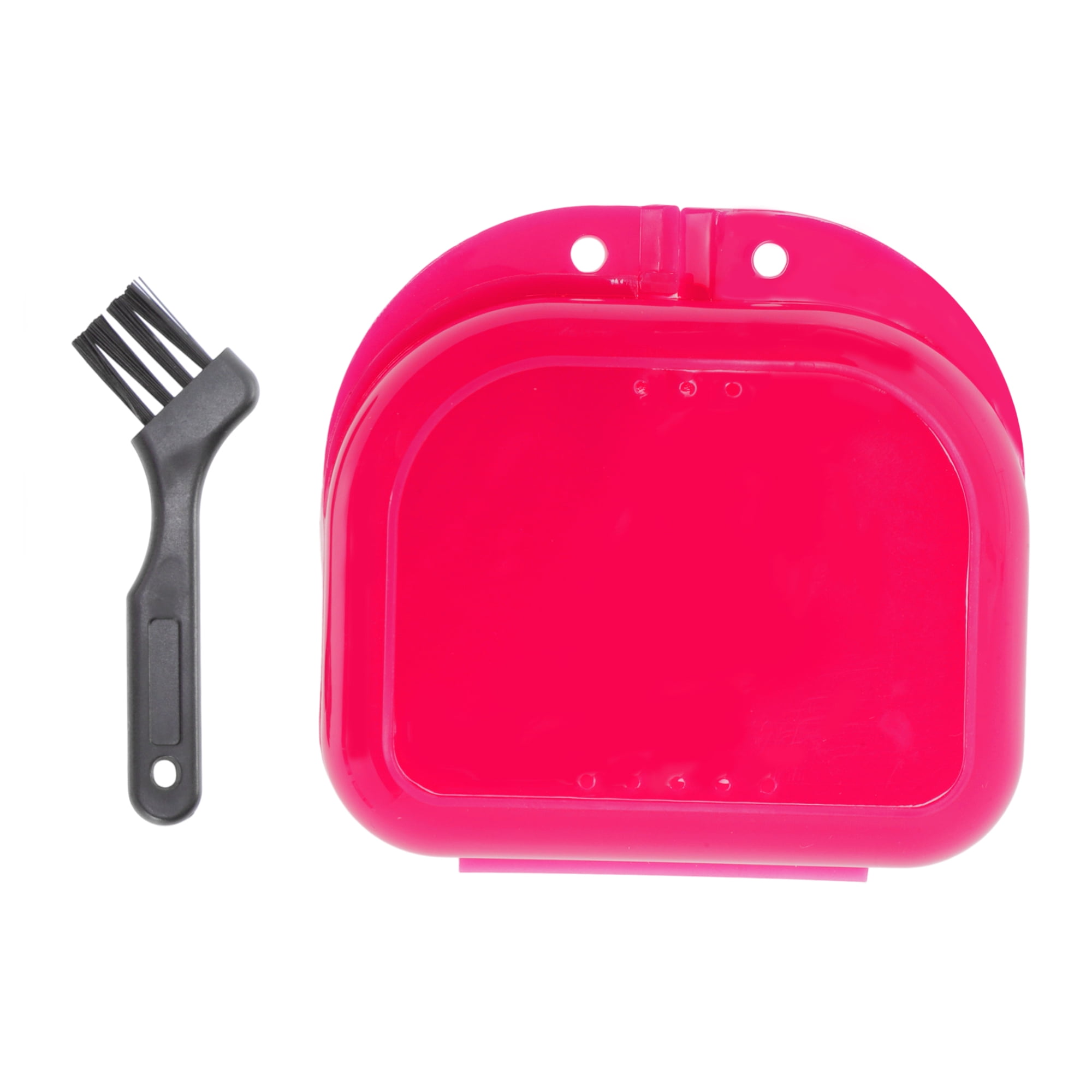 Unique Bargains Mini Braces Box with Brush 1 Set Rose Red