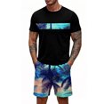 thumbnail image 3 of GrmtClth Men's Hawaii 2 Piece Outfits Tropical Crew Neck T-Shirt and Shorts Set Relaxed Fit Short Sleeve Outfits Soft Elastic Drawstring Clothes Dark Blue XL, 3 of 4