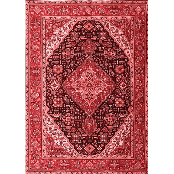 Ahgly Company Indoor Rectangle Medallion Red Traditional Area Rugs, 2' x 5'