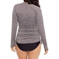 thumbnail image 4 of Reebok Womens Gathered Half Zip Swim Top Separates Gray S, 4 of 5