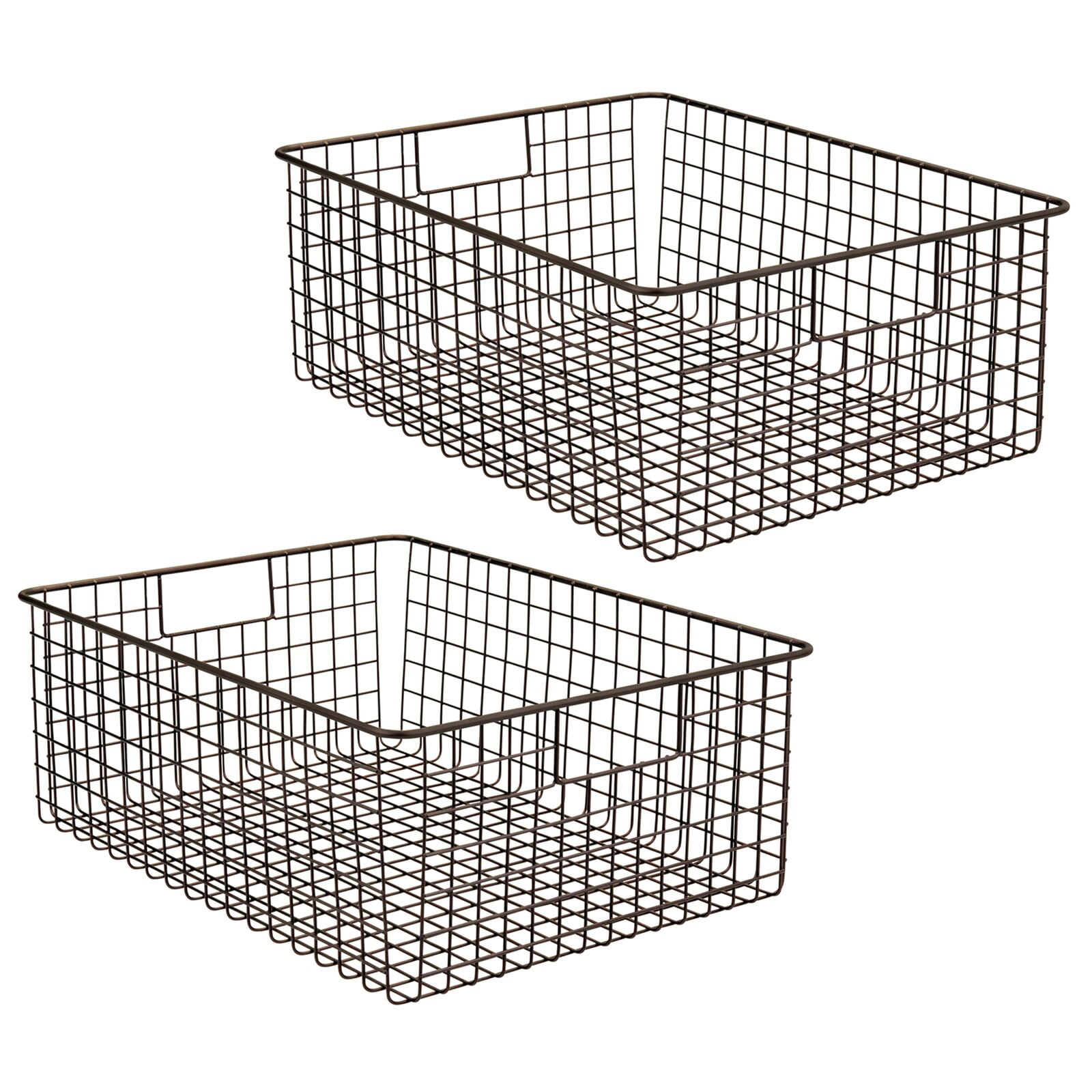 mDesign Metal Wire Food Storage Basket Organizer with Handles for