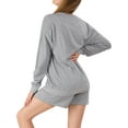 thumbnail image 2 of Hanerdun Womens Pajamas Set Female 2PCS Solid Color Nightwear Set Gray S, 2 of 5