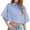 Blue, variant on Red Womens Cute Sleeve Crop Tops Collar Button down Loose Tees Shirts Blouse, M