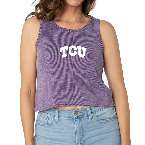 Women's Purple TCU Horned Frogs Brie Sandwash Tri-Blend Cropped Tank Top