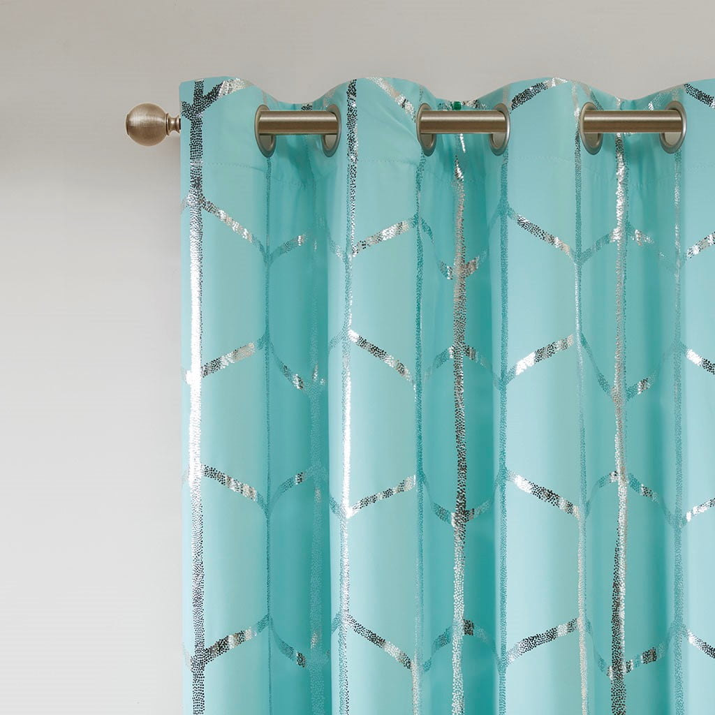 MAYEERTY 1 Pc Panel Total Blackout Metallic Print Grommet Top Curtain Panel