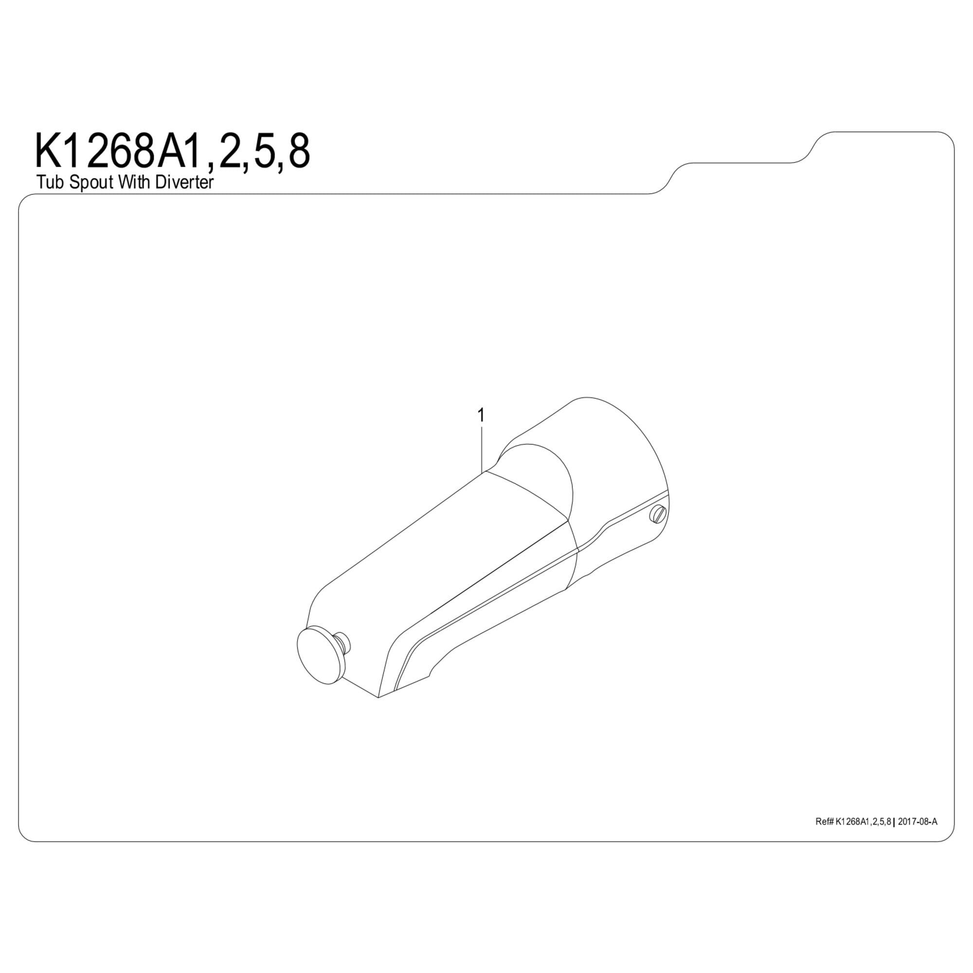 Kingston Brass K1268A1 Shower Scape 6-3/8 Inch Zinc Tub Faucet Spout with Diverter, 1/2 Inch CTS in Polished Chrome